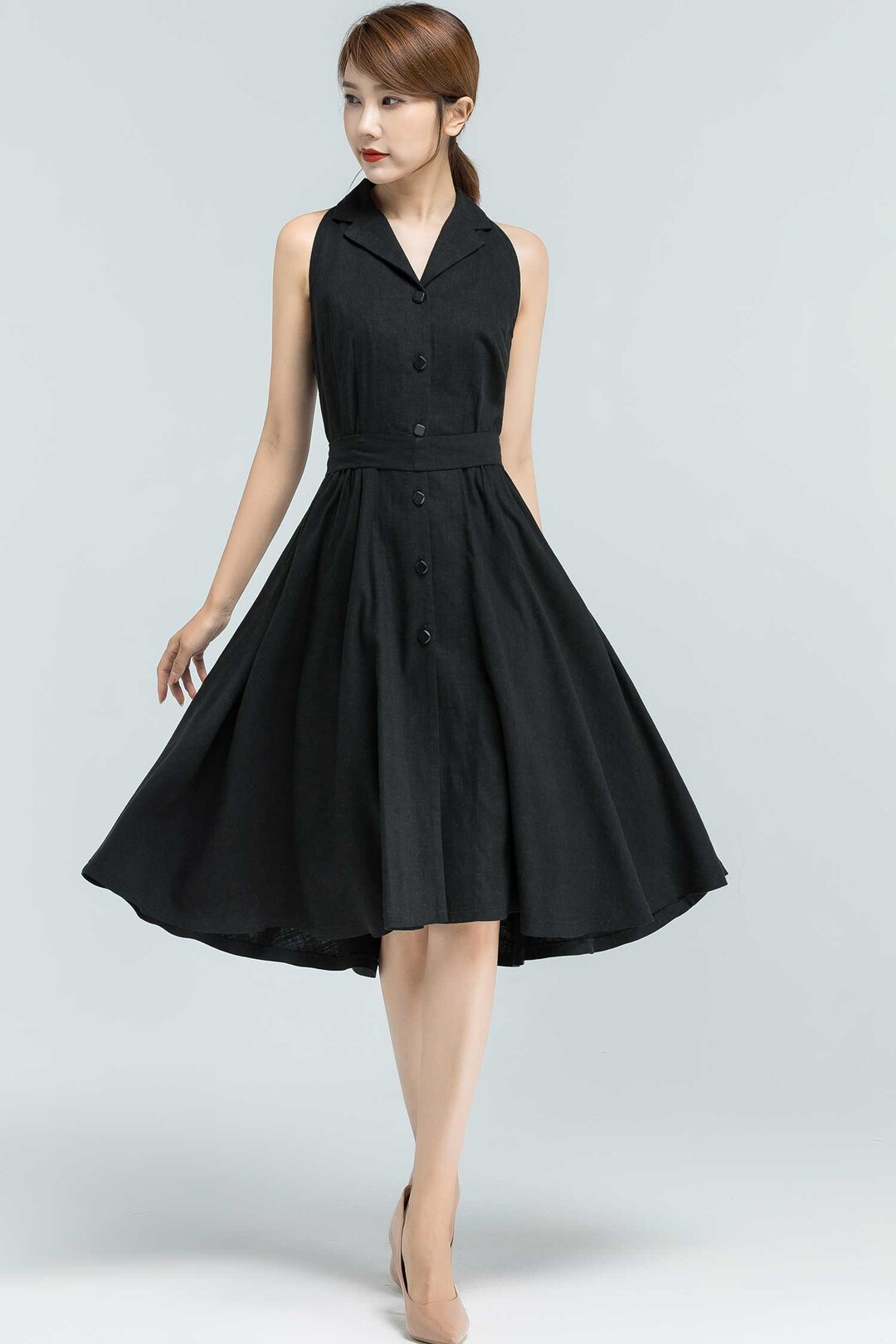 エミリアウィズ　Tucked Waist Flare Dress M ブラック TH0237__4_1200x.jpg?v=1728034065