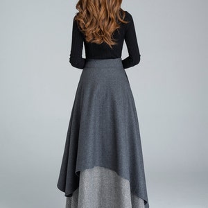 Long Wool Skirt, Dark Grey Skirt, Gray Wool Skirt, Warm Winter Skirt ...