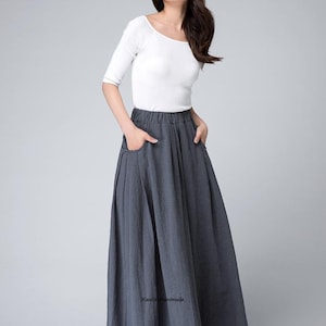 Linen Skirt, Long Linen Maxi Skirt With Pockets, Plus Size Pleated ...