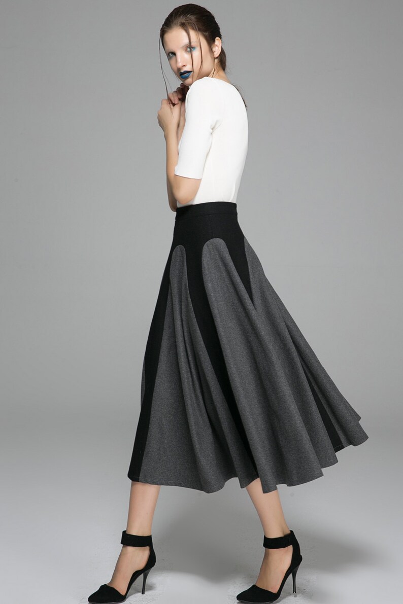 Patchwork Skirt Long Wool Skirt Unique Skirt Womens Skirts Etsy