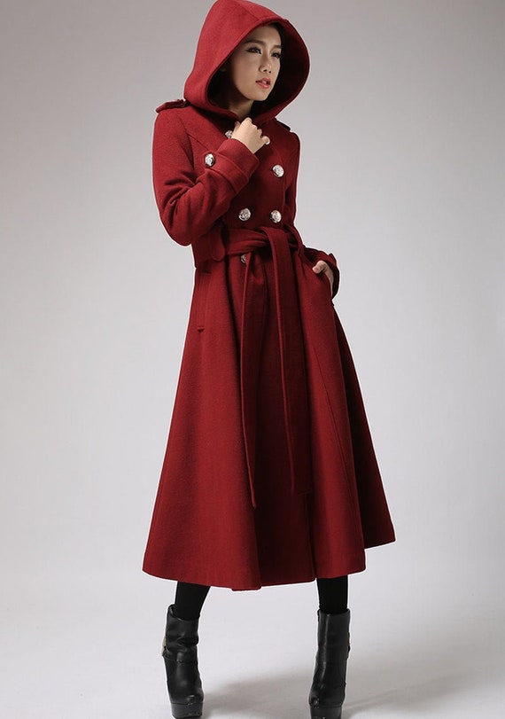 Double Breasted Woolen Military Coat, Hooded Wool Coat, Long Wool Coat,  Winter Coat, Trench Coat, Wool Coat Women, Wool Clothing 705 -  Canada