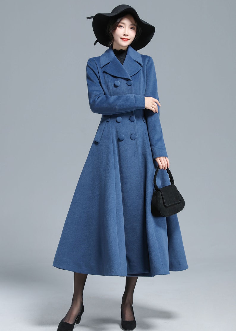 Vintage Inspired Long Wool Princess Coat Women, Fit and Flare Coat, Autumn Winter Outwear, Trench Coat, Double Breasted Coat, Xiaolizi 3127 image 7