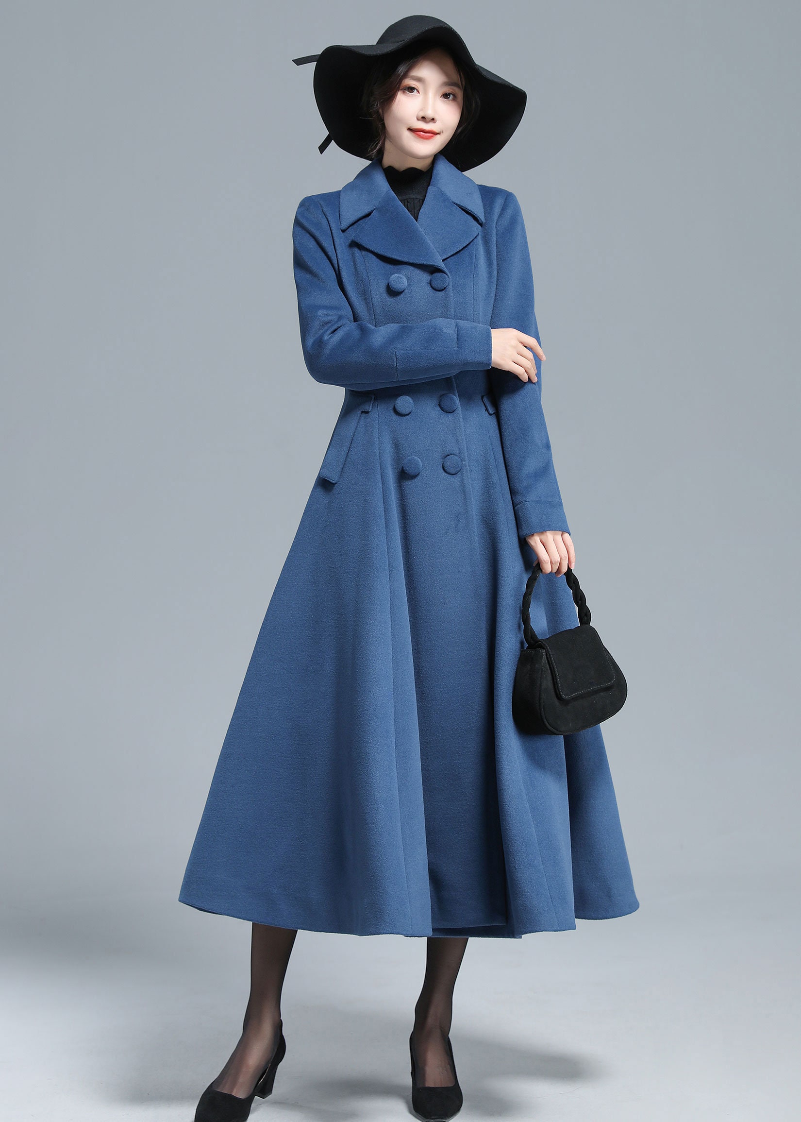 Aardbei conjunctie Indica Vintage Inspired Long Wool Princess Coat Women Fit and Flare - Etsy