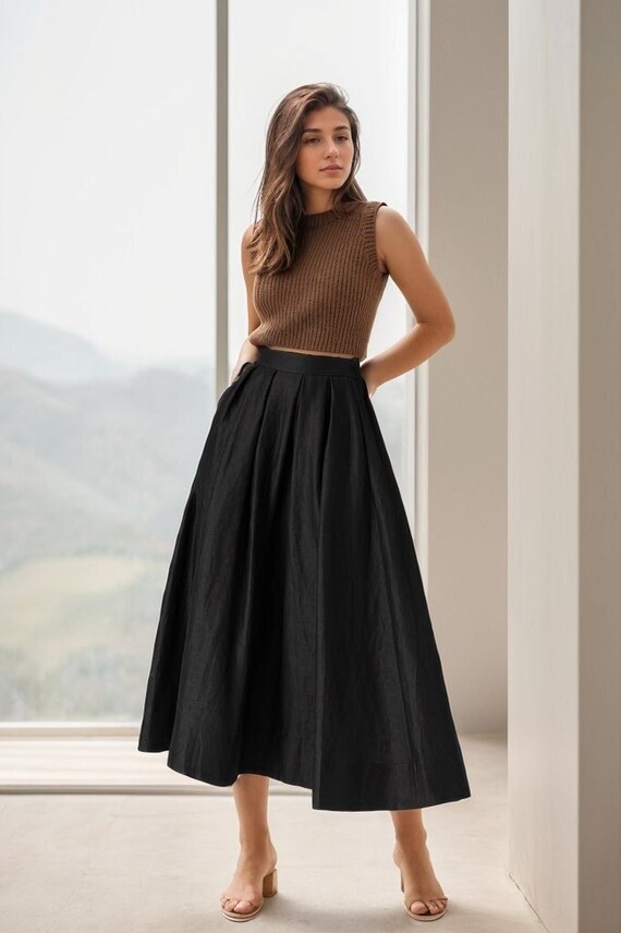 Black and brown a line skirt hot sale