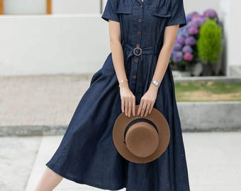Vestido Midi De Mezclilla Holgado De Verano Para Mujer