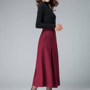 Midi wool skirt, Red midi skirt, office skirt, High waist skirt, Long wool skirt, A Line skirt, romantic skirt, ladies skirts, Xiaolizi 1834 image 4