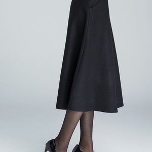 A line Midi skirt, Midi wool skirt, wool skirt, woman skirt, black winter skirt, fitted skirt, handmade skirt, warm winter skirt 1636 image 6