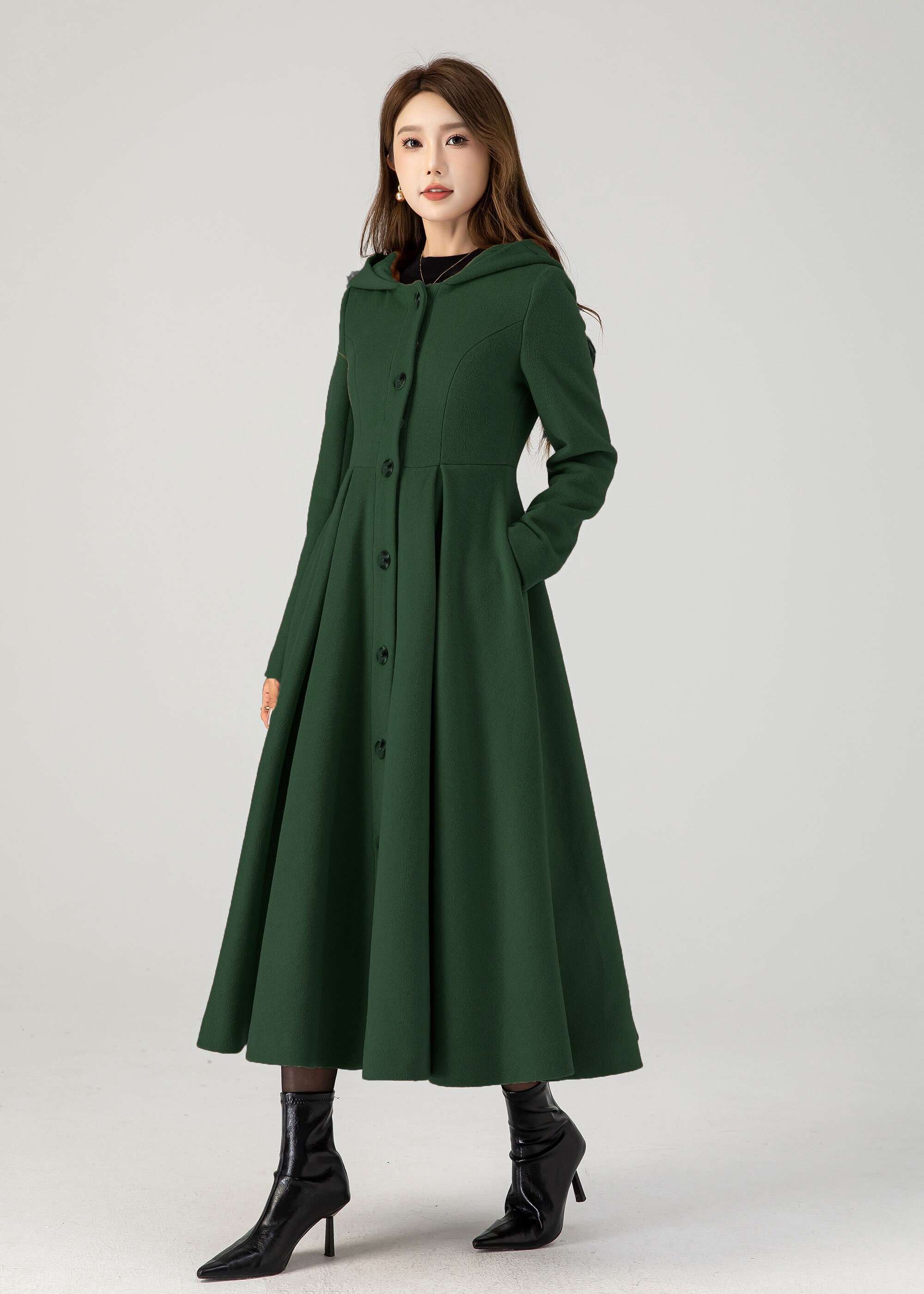 【COLOR iN ID】Of Long Wool Coat Wool Trench Coats for Women Winter Fall Fashion Notch Collar