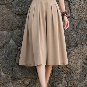 Pleated swing midi skirt, Midi Linen Skirt, Swing Linen Skirt With Pockets, Womens Skirt, A Line skirt, Xiaolizi, Handmade skirt 2882 image 6