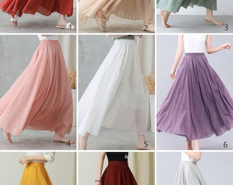 スカート [BAU by Bride And You] SOLEIL H-line maxi long skirt Cotton Maxi Skirt Women, Flowy Long Skirt, Pleated Boho