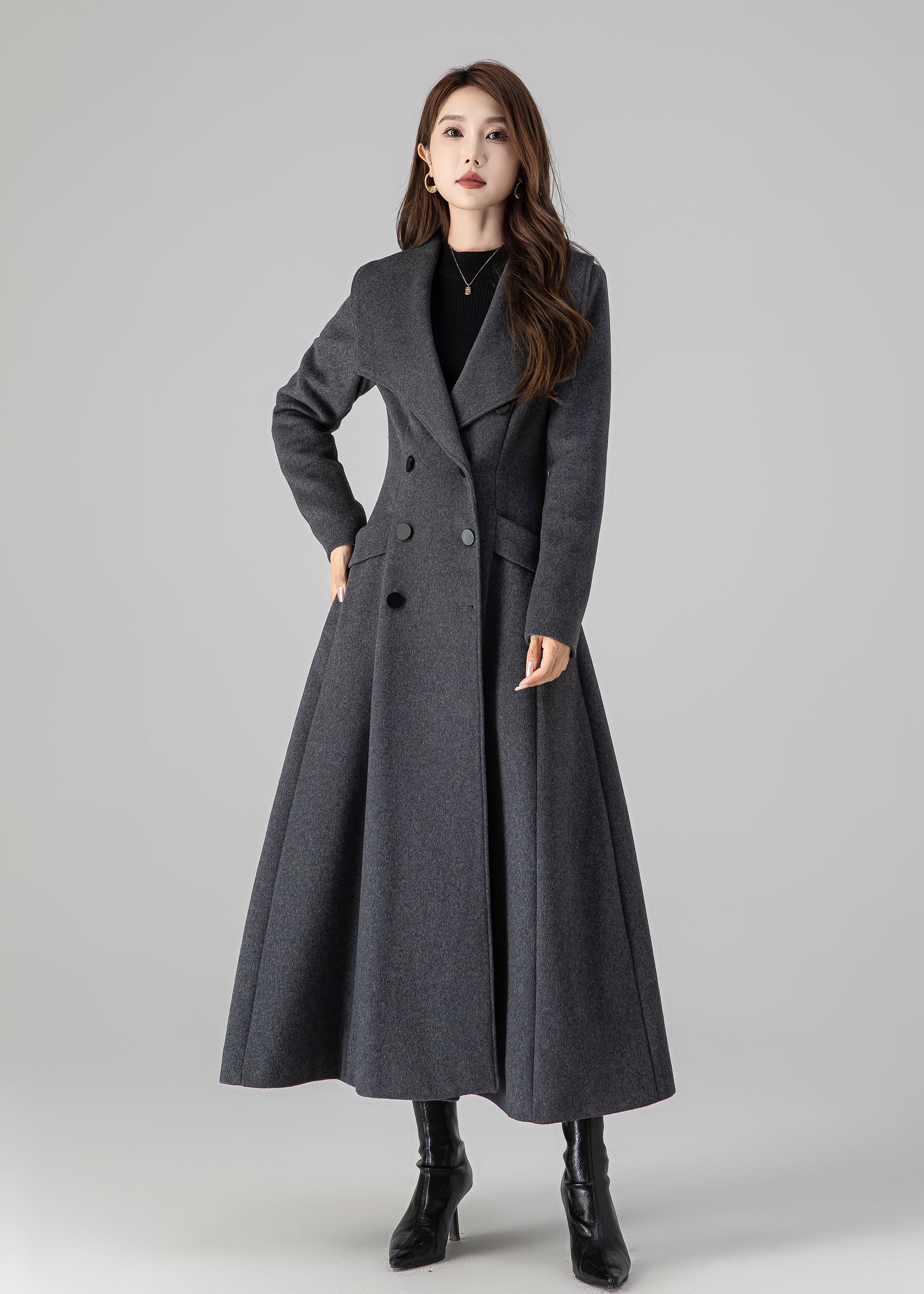 Italian Manteco Wool Maxi Double Breasted Tailored Coat