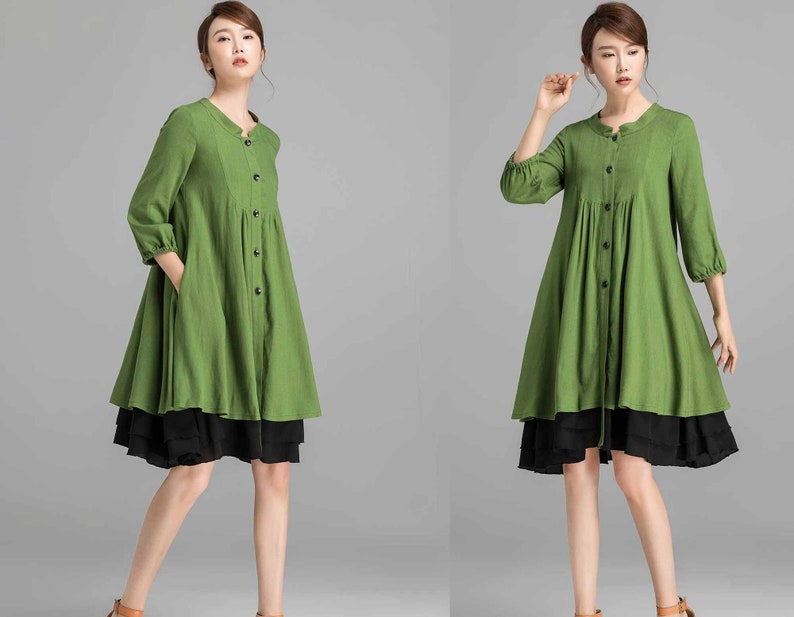 Linen Shirt dress Button front Linen dress Linen Midi dress Etsy