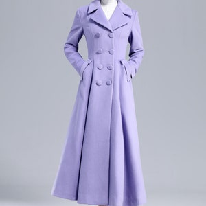 Vintage Inspired Purple Wool Coat, Long Wool Coat Women, 50s Princess Coat, Double Breasted Coat, Warm Winter Coat, Swing Fitted Coat 3232 image 4