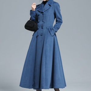 Vintage Inspired Long Wool Princess Coat Women, Fit and Flare Coat, Autumn Winter Outwear, Trench Coat, Double Breasted Coat, Xiaolizi 3127 image 3