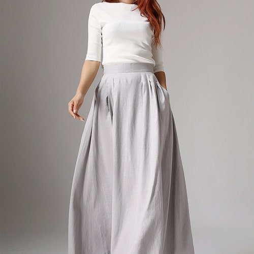 Summer A Line Swing Skirt Linen Midi Skirt Linen Skirt With - Etsy Canada