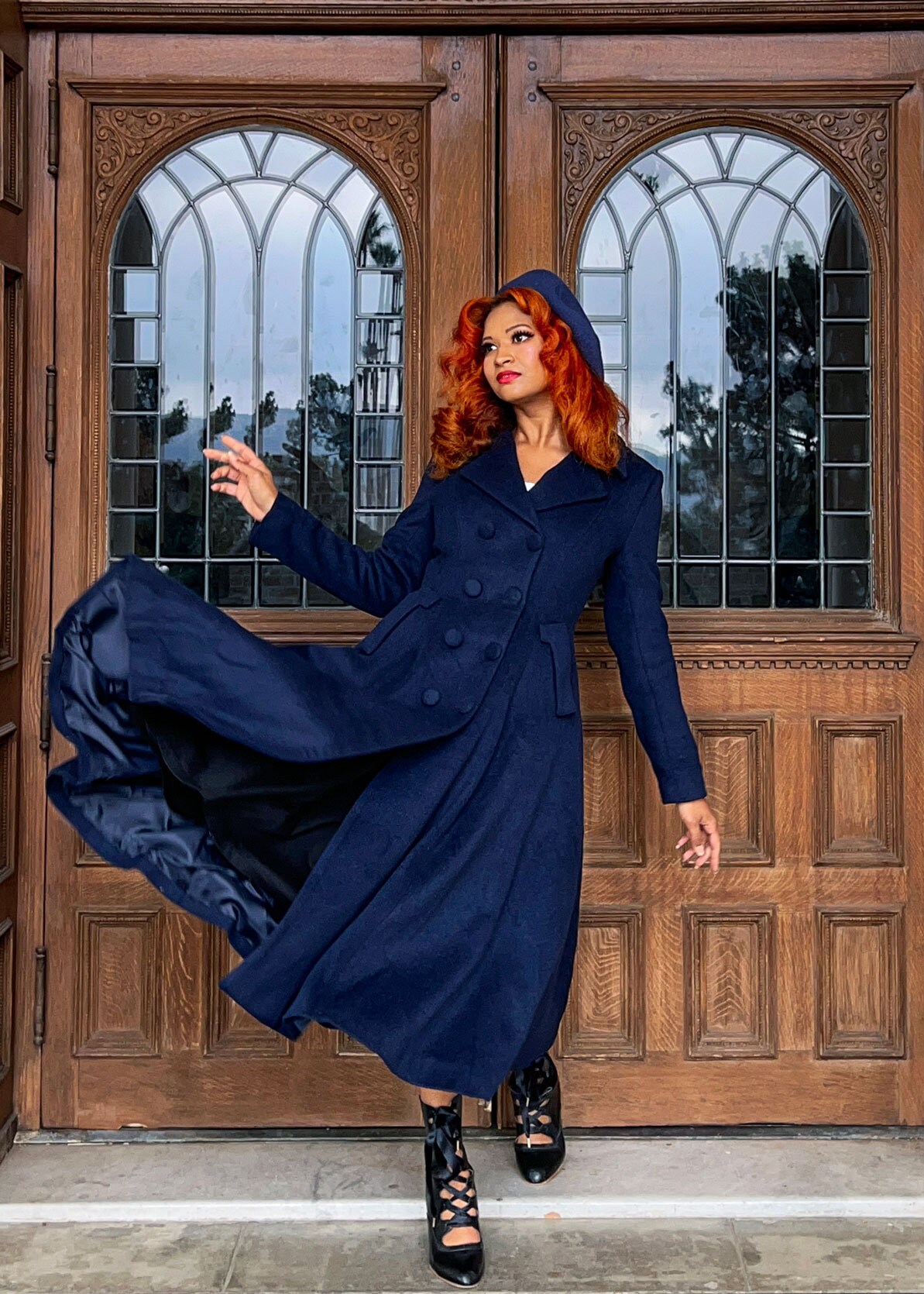 【希少atelier boz】maxi long wool coat Wool Coat, Blue Long Wool Coat, Womens Warm Winter Coat