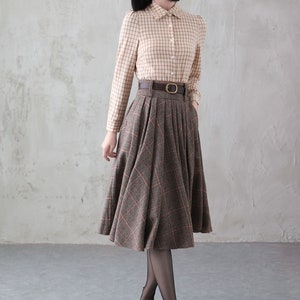 Midi Wool Skirt, Wool Plaid Skirt, Winter Circle Wool Skirt, Swing Skirt, A-Line Midi Skirt, High Waist wool Skirt, Handmade Skirt 3839 image 6