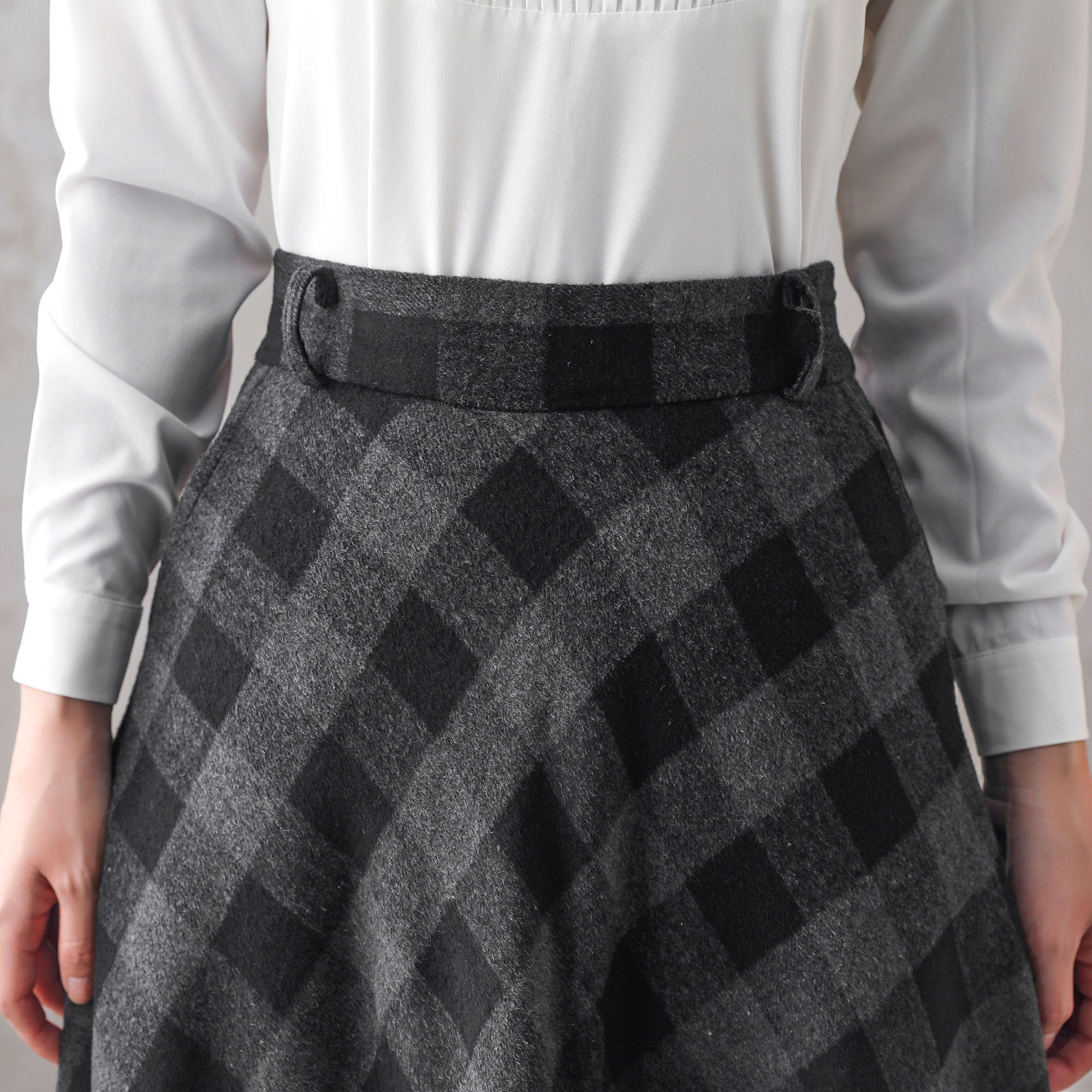 Women A Line Plaid Wool Skirt, Retro Winter Long Maxi Skirt