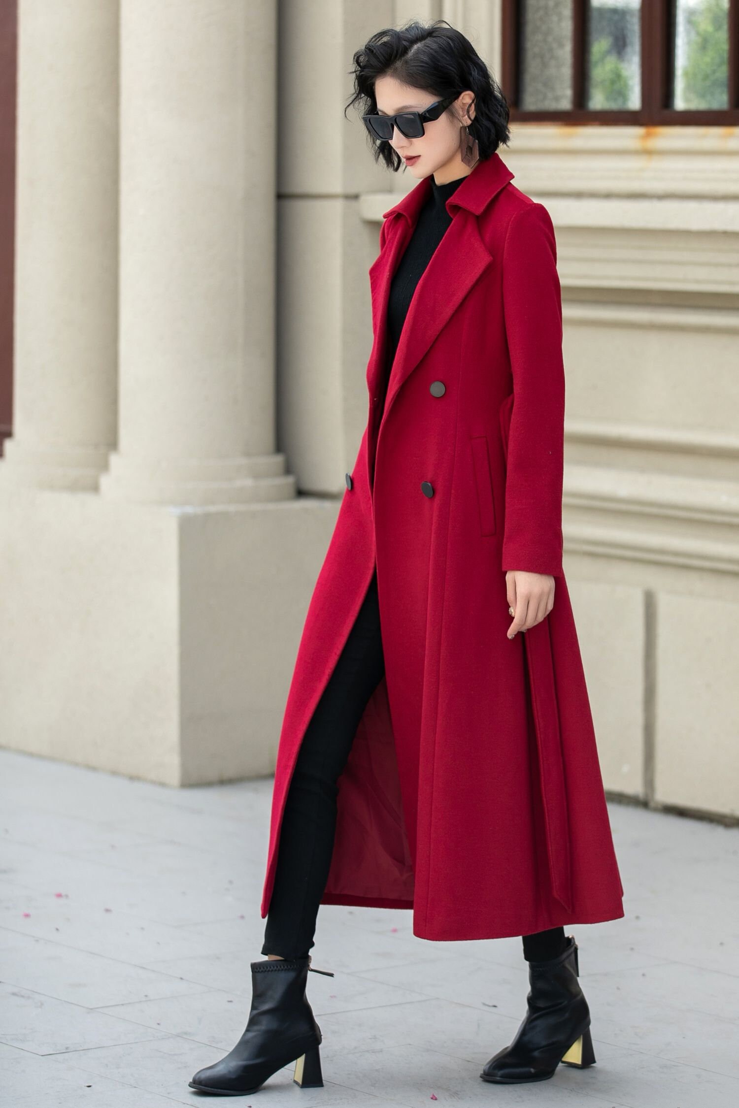 Red Wool Coat, Winter Coat Women, Trench Coat, A Line Coat