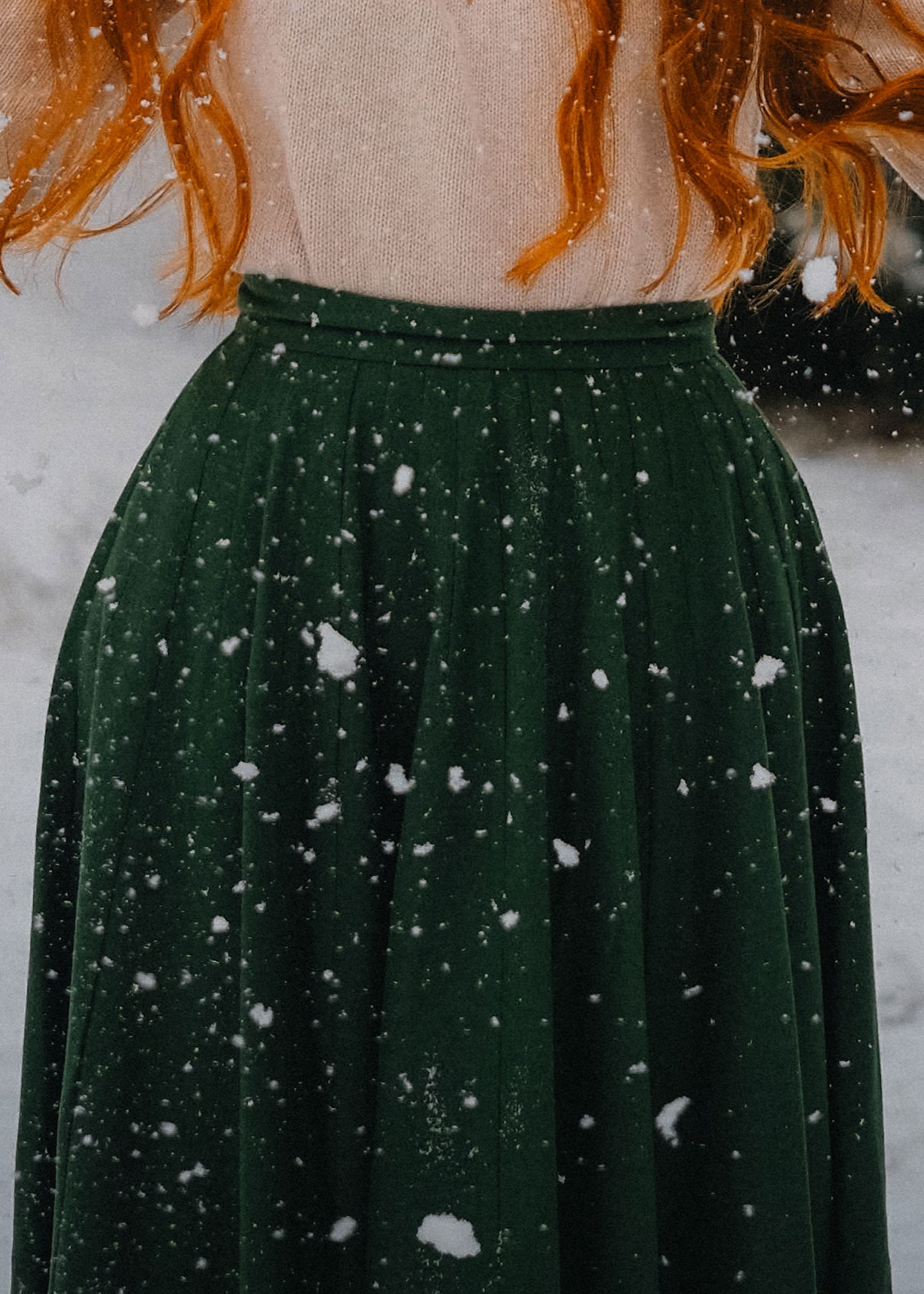Wool Skirt, Green Midi Wool Skirt, Circle Skirt, Swing Skirt