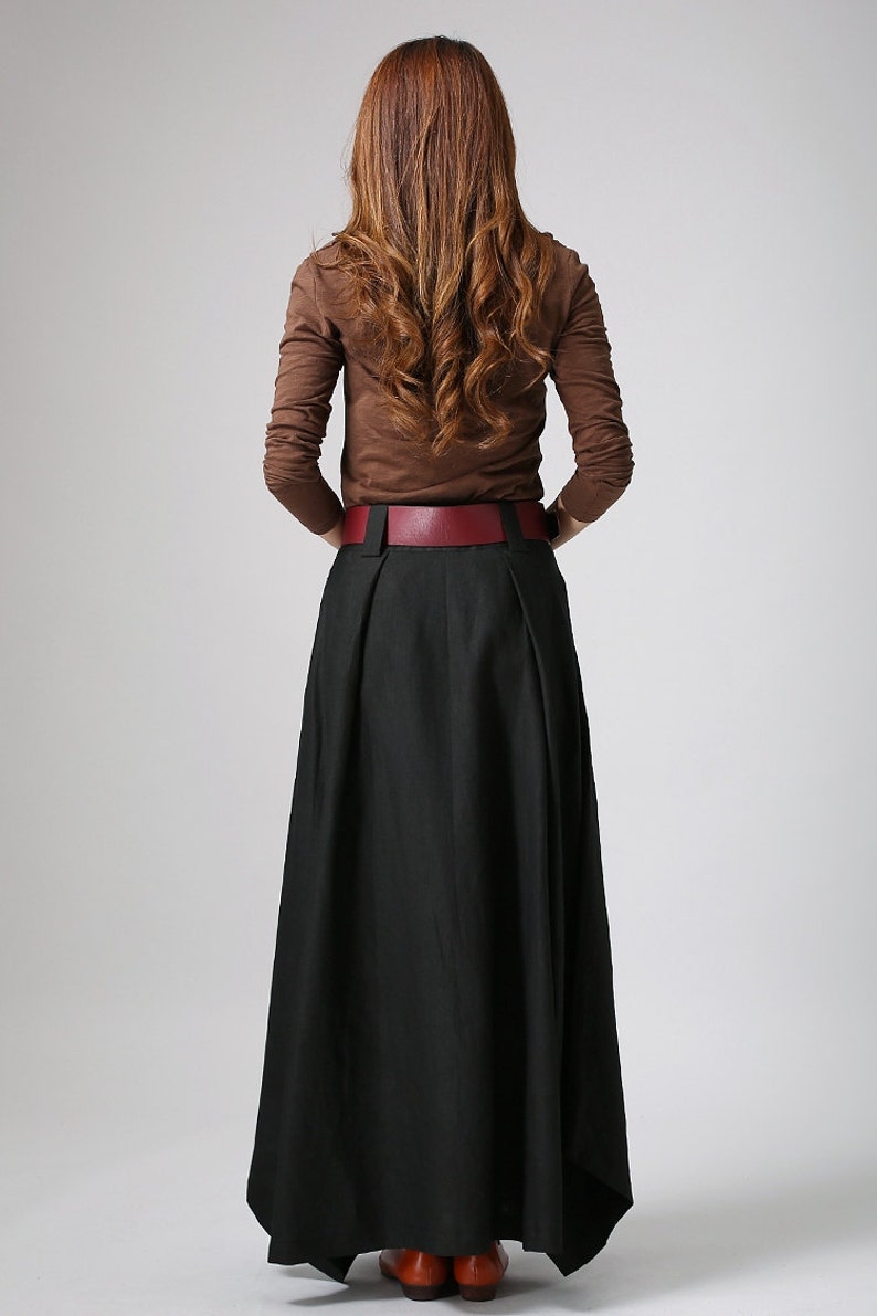 Black skirt linen skirt maxi skirt womens skirt summer Etsy