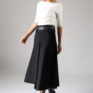 A line Midi skirt, wool skirt, Black skirt, winter skirt, pockets skirts, pleated skirt, woman skirt, warm skirt, custom skirt 1084 image 4