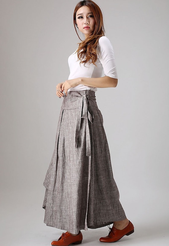 linen wrap maxi dress