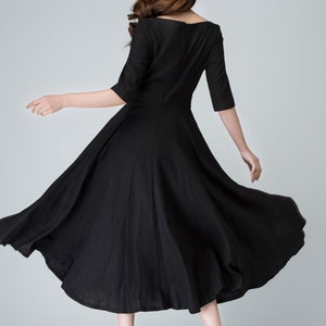 Black Linen Dress, Womens Dresses, Black Dress Women, Long Black Dress ...