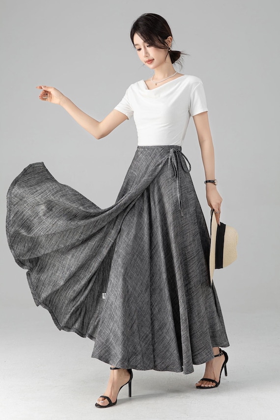 【ITZAVIBE】25ss CHECK LAYERED WRAP LONG SKIRT SKIRT & DRESS - ITZAVIBE