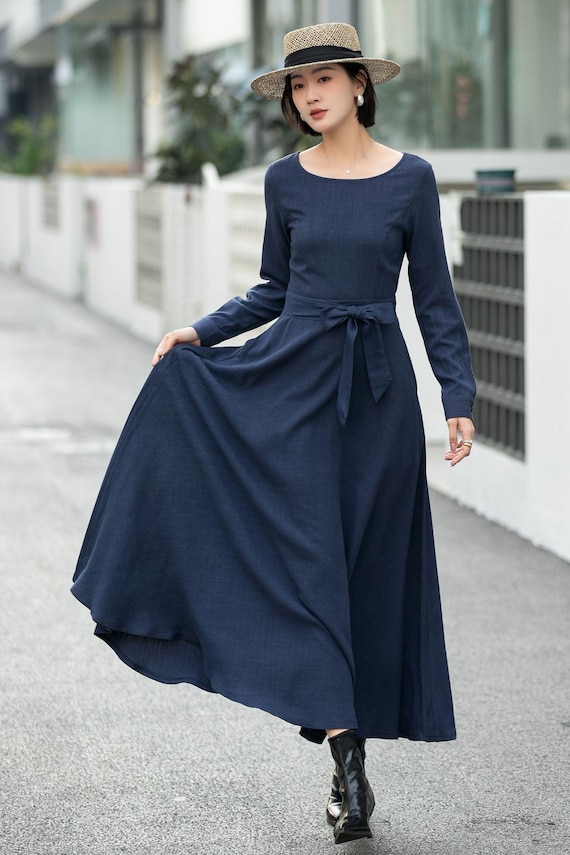 green long sleeve flowy dress Liezl Dolma Maxi Dress Mint White / Small