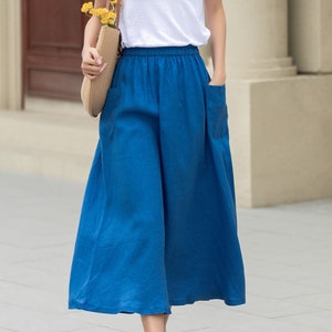 Linen skirt, Midi linen skirt, Blue linen skirt, A line skirt, Womens long linen skirt, Summer linen skirt, Custom skirt, Xiaolizi 4956 image 5