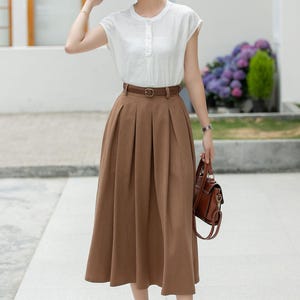 Blusa blanca de lino puro, estilo vintage con botones en la parte delantera, ideal para la oficina en verano, Xiaolizi 5992 imagen 10