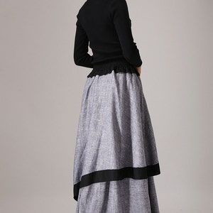 Linen skirt, gray linen skirt, long skirt for women, womens skirt, maxi skirt, layered skirt, high waisted skirt, custom made skirt 0771 image 5