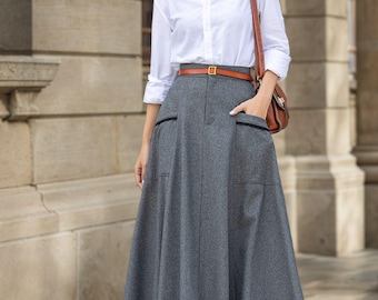 Long Wool Skirt, A-line Wool Maxi Skirt, Wool Skirt Women, Winter