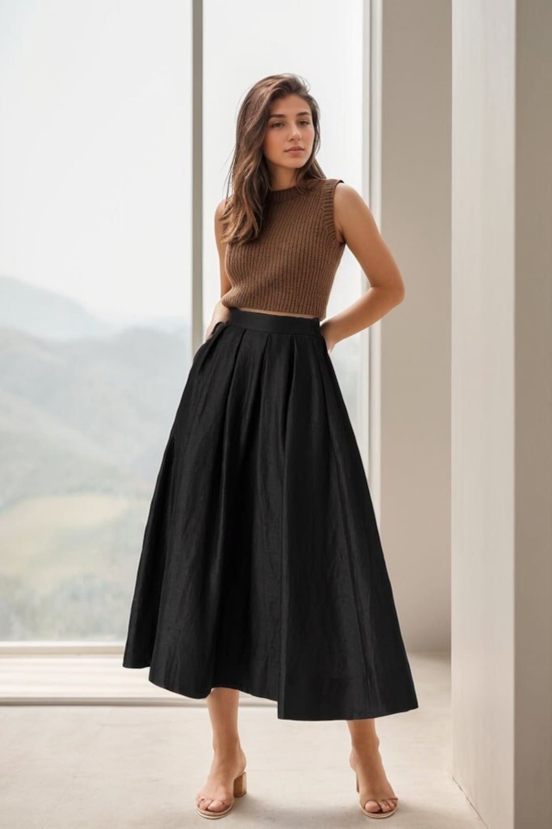 Kimmy Linen A-Line Skirt