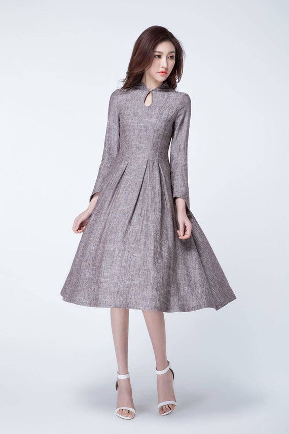 Women's Long Sleeve Retro Swing Dress 