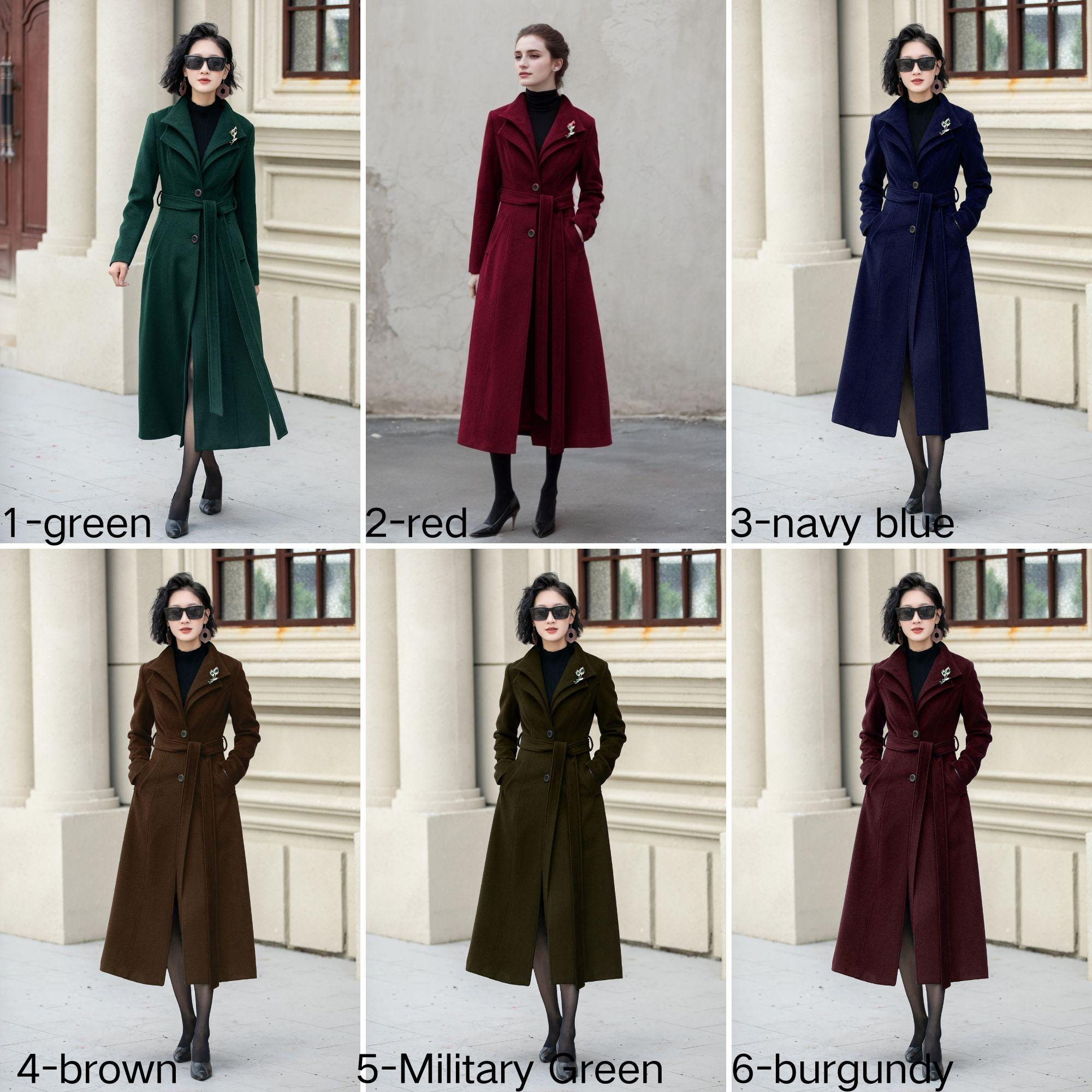 Green Wool Coat,long Wool Coat, Trench Coat, Womens Coat Green Wool Coat,long Wool Coat, Trench Coat, Womens Coat