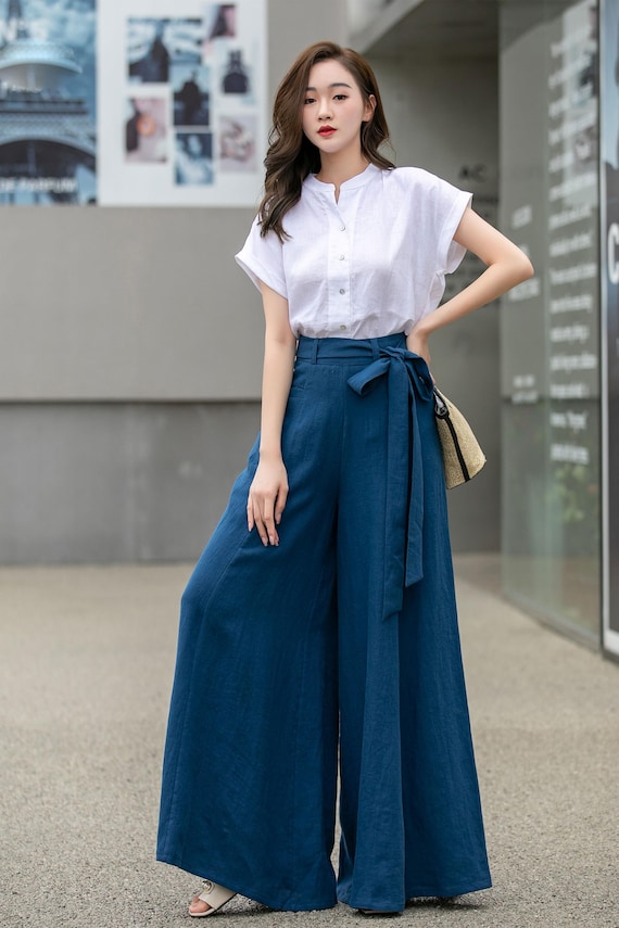 Womens Linen Pants Susanny Women's With Pockets Cotton Linen Flowy