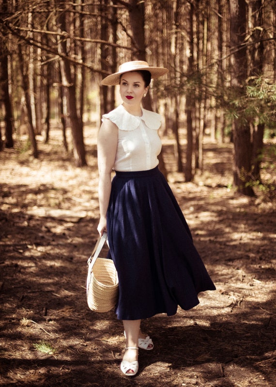 50s Green Long Wool Skirt, Wool Circle Skirt, Vintage Inspired