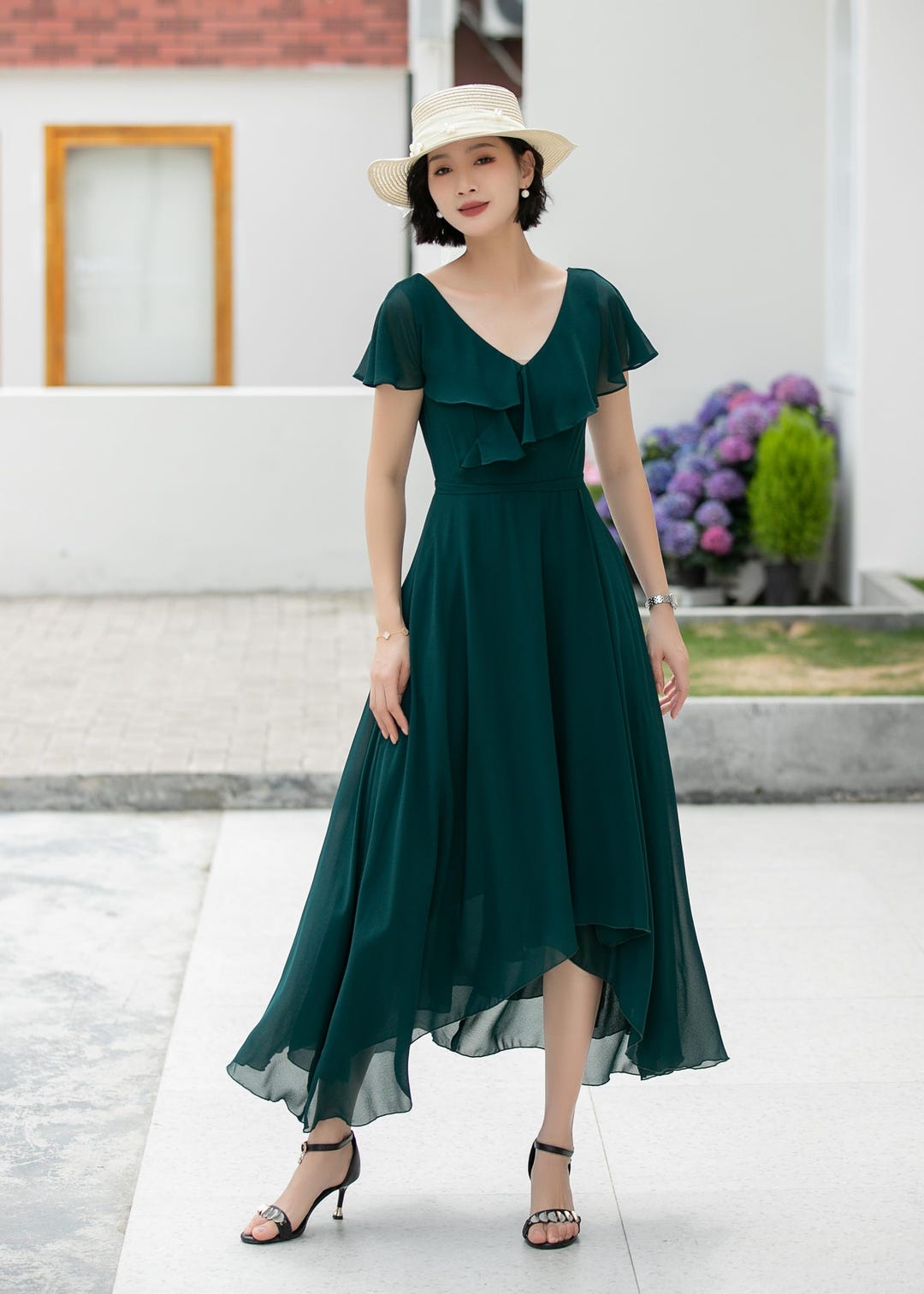 hemming chiffon dress Summer Prom how to hem a dress Cute Sparkle Navy Blue Midi dress it offers both style Color:Green with Blue/White/Black Stripes