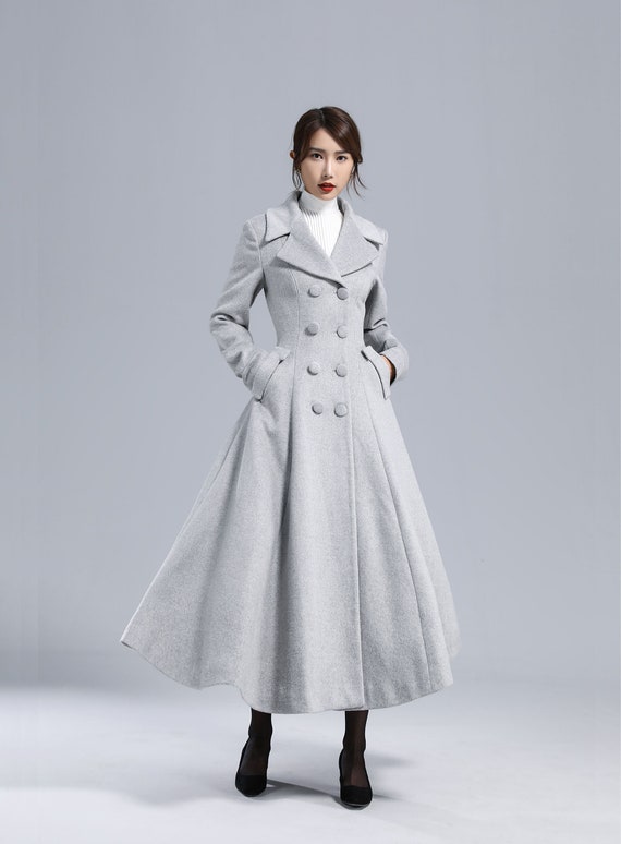 Double Breasted Wool Coat Women, Grey Long Wool Princess Coat, Maxi Wool  Coat, Fit and Flare Coat, Swing Coat, Winter Outwear Xiaolizi 3236 -   Canada