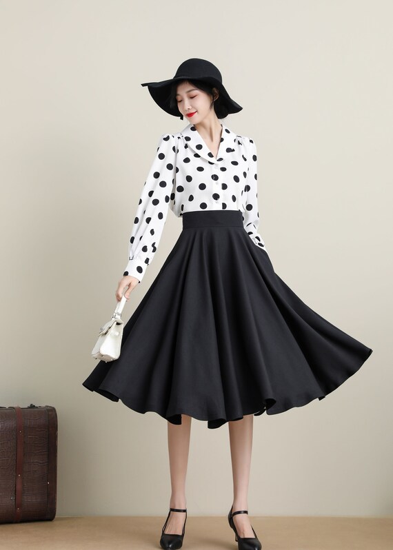 Black midi circle skirt deals
