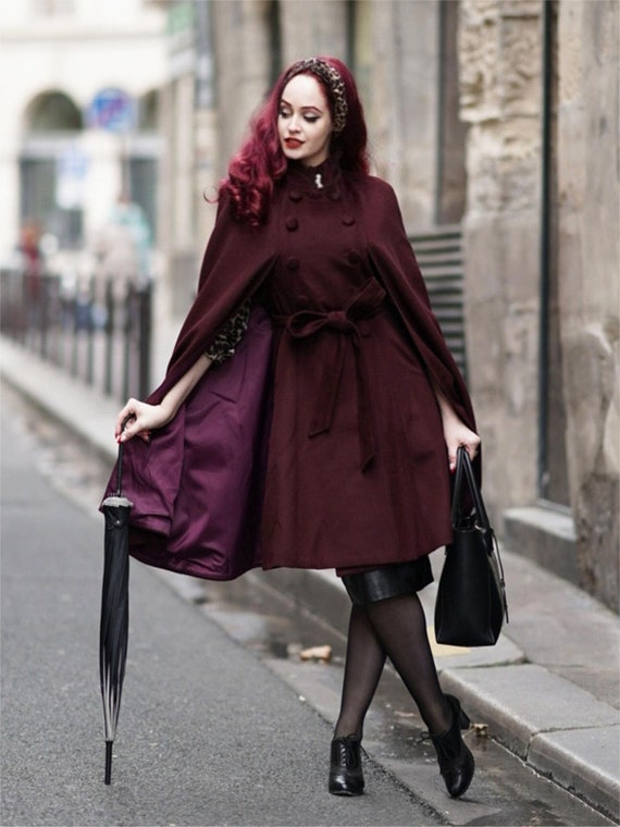 Burgundy Swing Winter wool Coat 4728 Burgundy Swing Winter wool Coat 4728