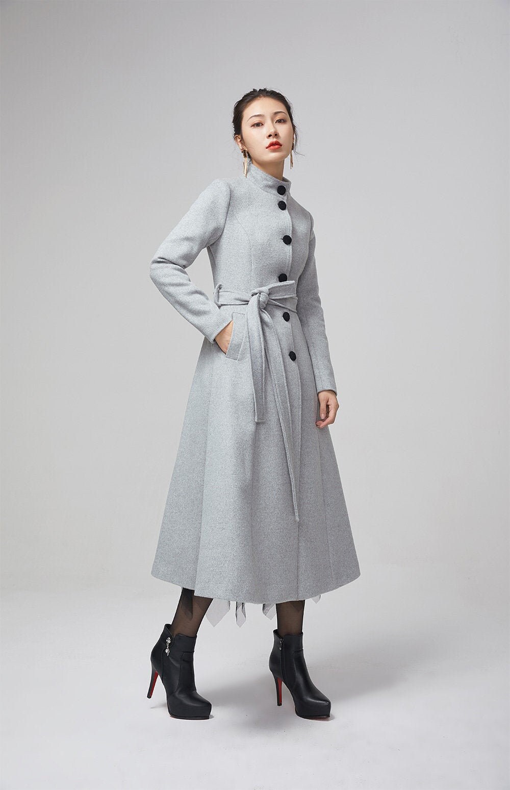 women's grey wool winter coat