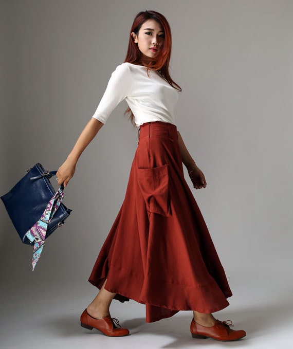 rust red skirt maxi