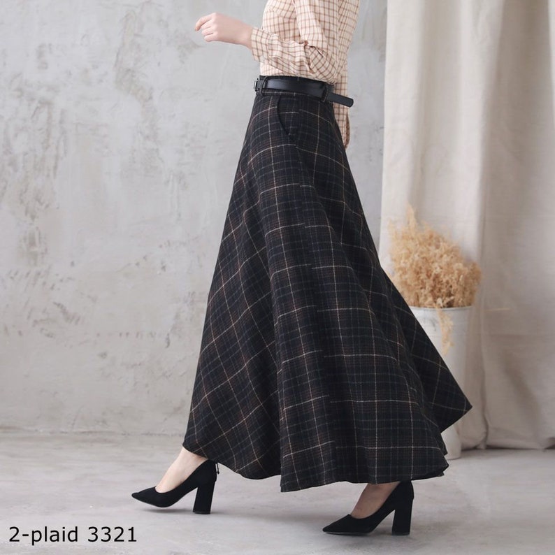 Wool Skirt, Long Wool Plaid Skirt, Tartan Wool Maxi Skirt, Vintage Inspired Swing Skirt, A Line Flared Skirt, Full Fall Winter Skirt 3102 2-plaid 3321