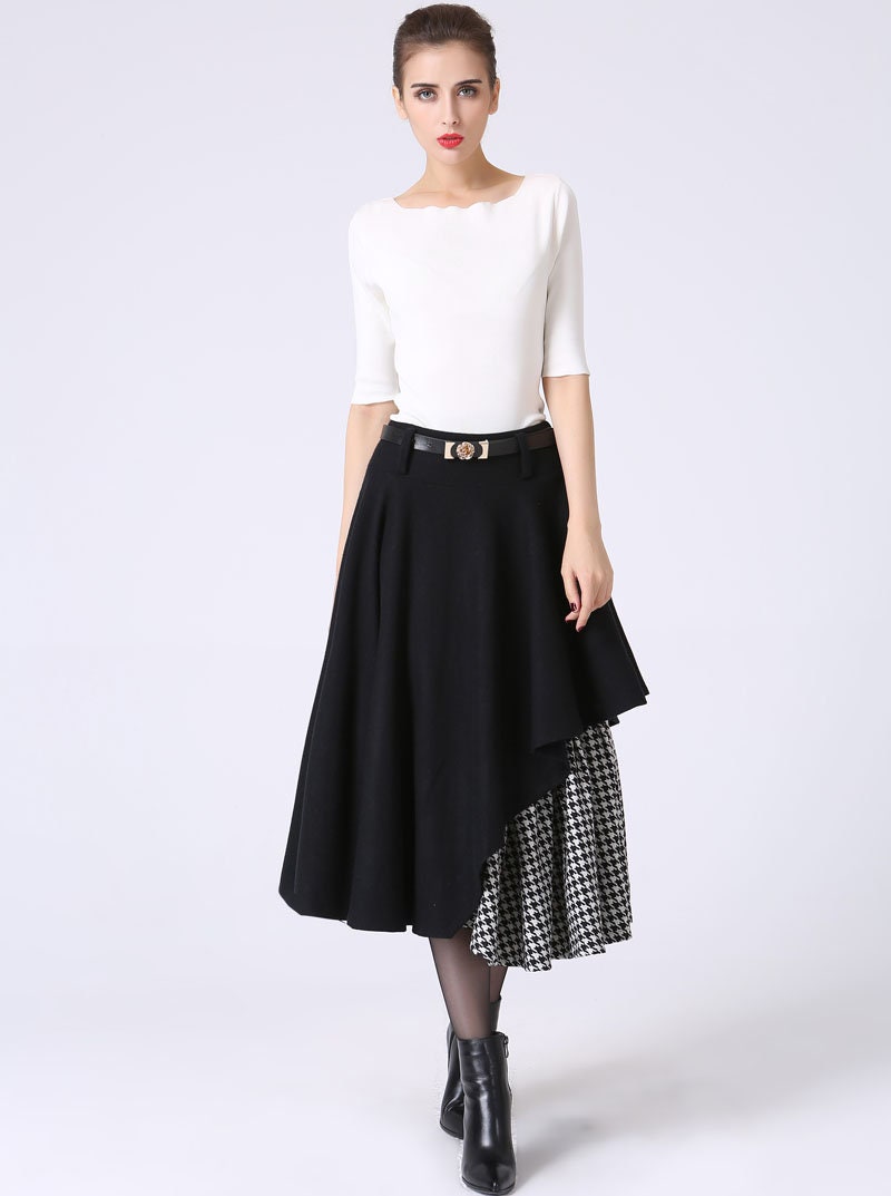 Black Wool skirt Winter Skirt wool skirt designer skirt
