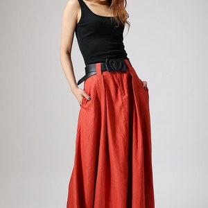 Long linen skirt, Maxi linen skirt, Linen skirt, long lagenlook skirt, Asymmetrical Skirt, long skirts for women, skirt with pockets 0896 image 8