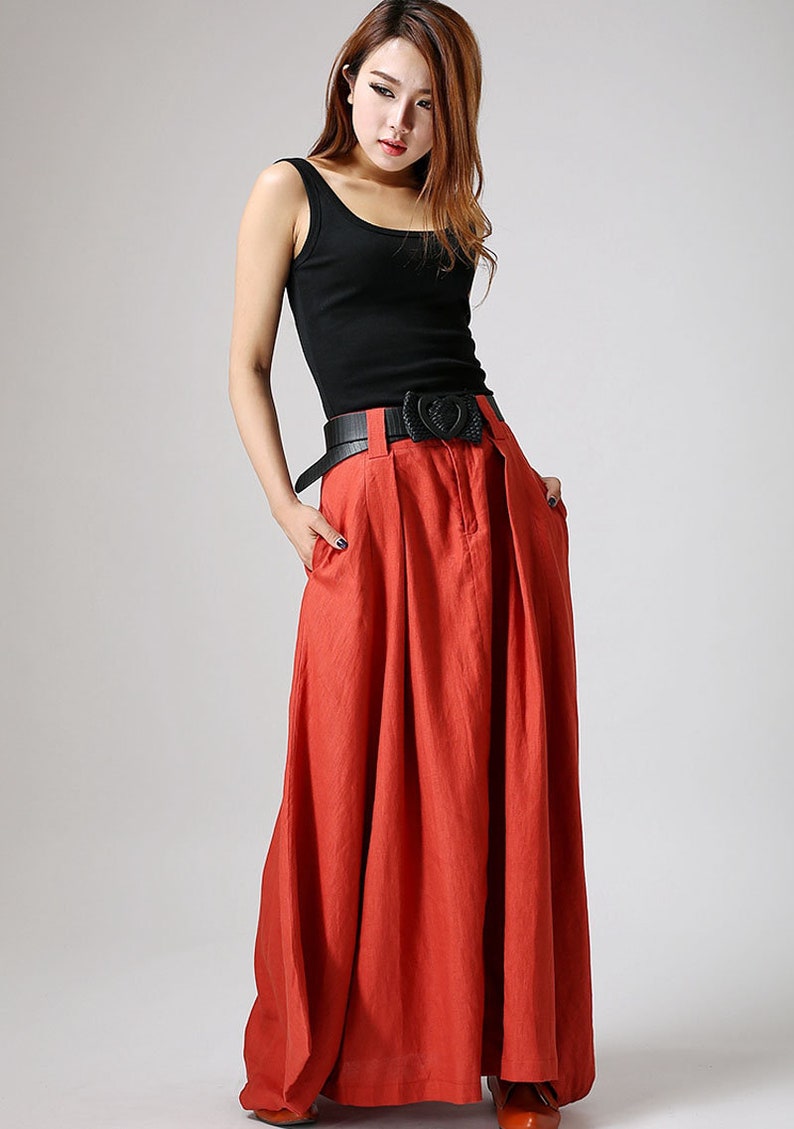 Long linen skirt, Maxi linen skirt, Linen skirt, long lagenlook skirt, Asymmetrical Skirt, long skirts for women, skirt with pockets 0896 image 8