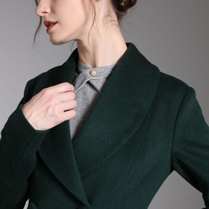 Green Long Wool Coat, Wool Princess Coat, Wool Coat Women, Winter Coat Women, A-Line swing Wool Coat, Warm Wool Coat, Handmade Coat 3881 image 7